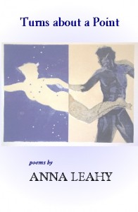 book cover for turns about a point featuring painting that is divided in half with woman figure on left and man figure on right holding hands